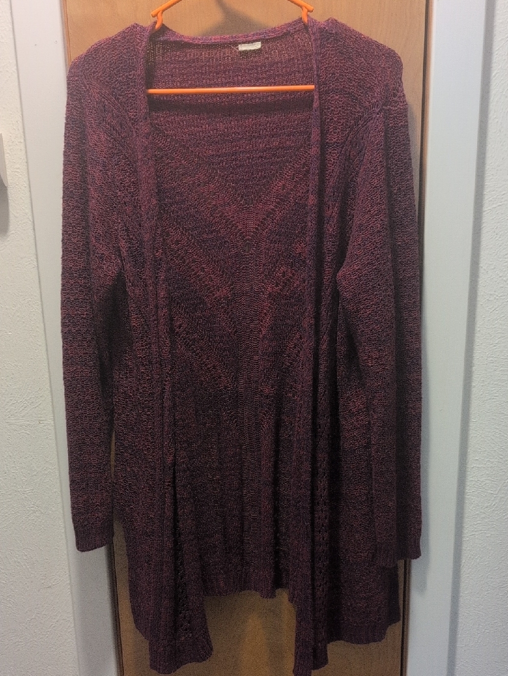 Open-Front Textured Knit Cardigan XL
